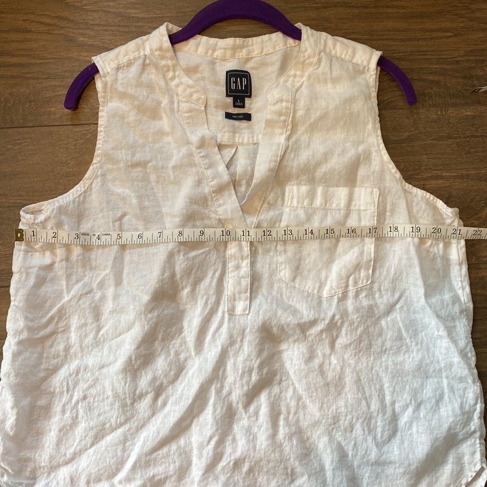 Gap 100% Linen White Notch Neck Tunic EUC - Picture 10 of 12